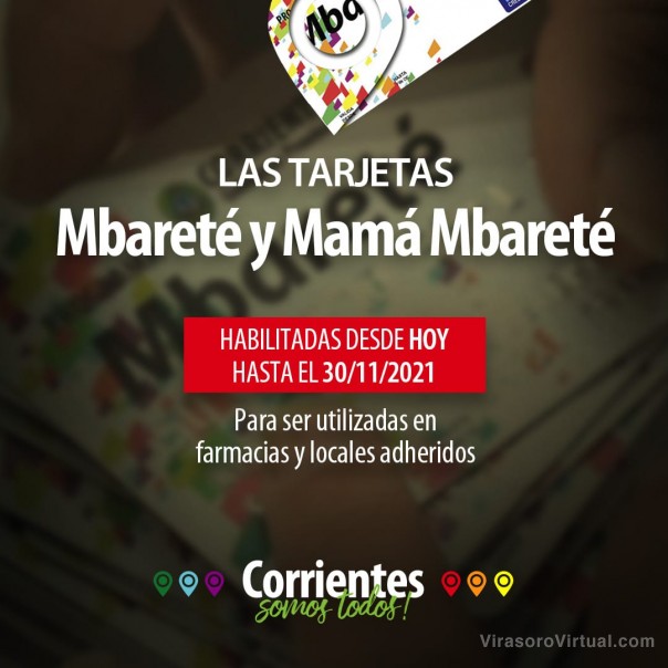 Se encuentran habilitadas las tarjetas Mbareté y Mamá Mbareté