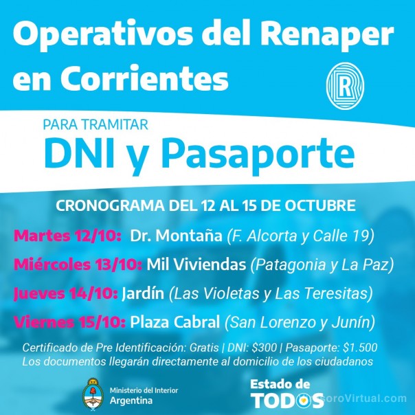 Estado de Todos y Renaper acercarán servicios y trámites de DNI a barrios de Corrientes