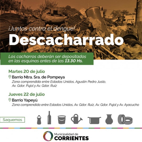 Operativo de descacharrado en los barrios Pompeya y Yapeyú