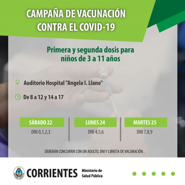 Salud Pública iniciará y completará esquemas en niños de 3 a 11 años