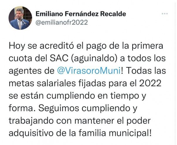 En el día de la fecha de ayer se acreditó el pago