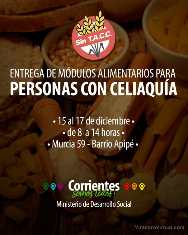Se entregarán módulos alimentarios para celíacos desde este miércoles 15