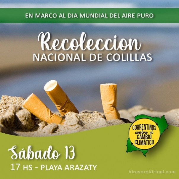 Correntinos contra el cambio climático invita a la recolección nacional de colillas.