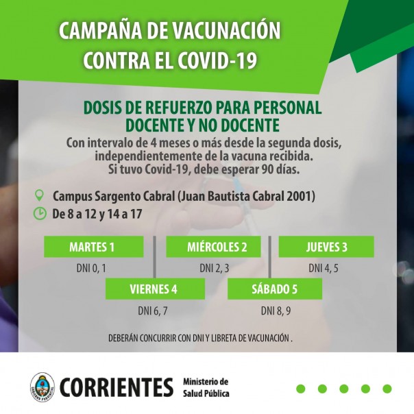 Salud habilita un punto de vacunación para personal docente y no docente