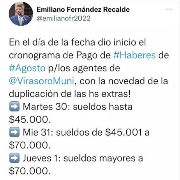 Cronograma de pago de haberes