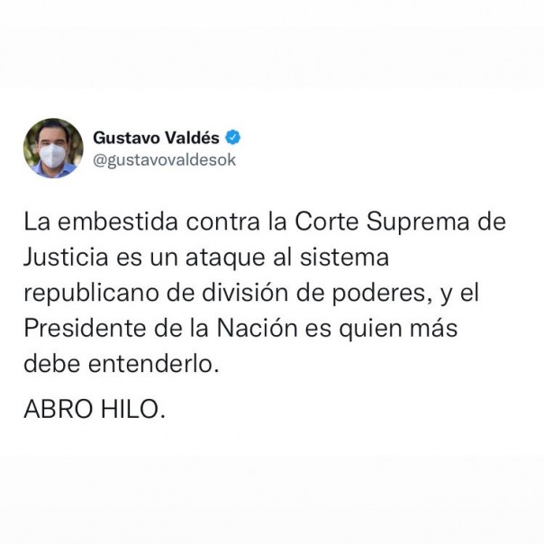 Valdés advirtió sobre la peligrosidad de la marcha contra la Corte y la responsabilidad de Alberto Fernández: