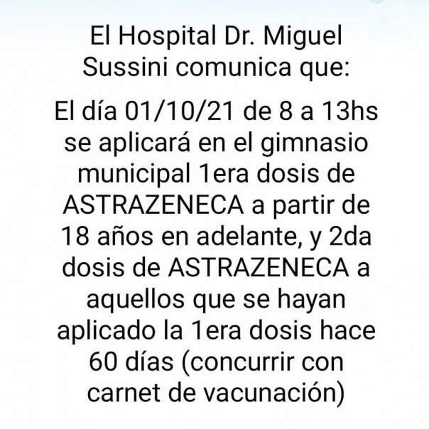 El Hospital Sussini informa: